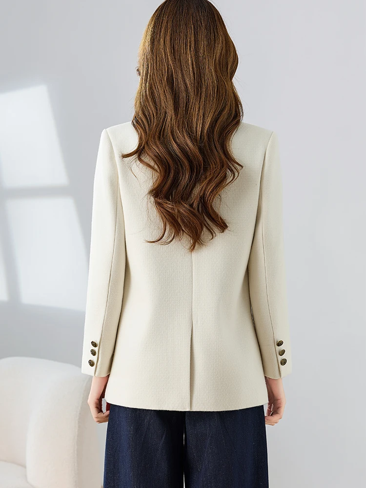 Grau Beige Solide Damen Winter Blazer Damen Mode Weibliche Casual Jacke