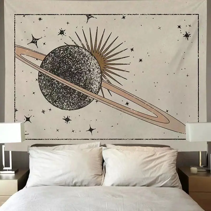 VIKAMA Trippy Alien Tapestry Green UFO Stoner Cosmic Nebula Psychedelic Wall Hanging Art Wall Decor for Dorm Bedroom Party Room