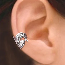 Huitan Boho Clip Earrings for Women Aesthetic Pattern Ear Cuffs Newly Designed Hot Trend Female Accessories Daily Wear Jewelry