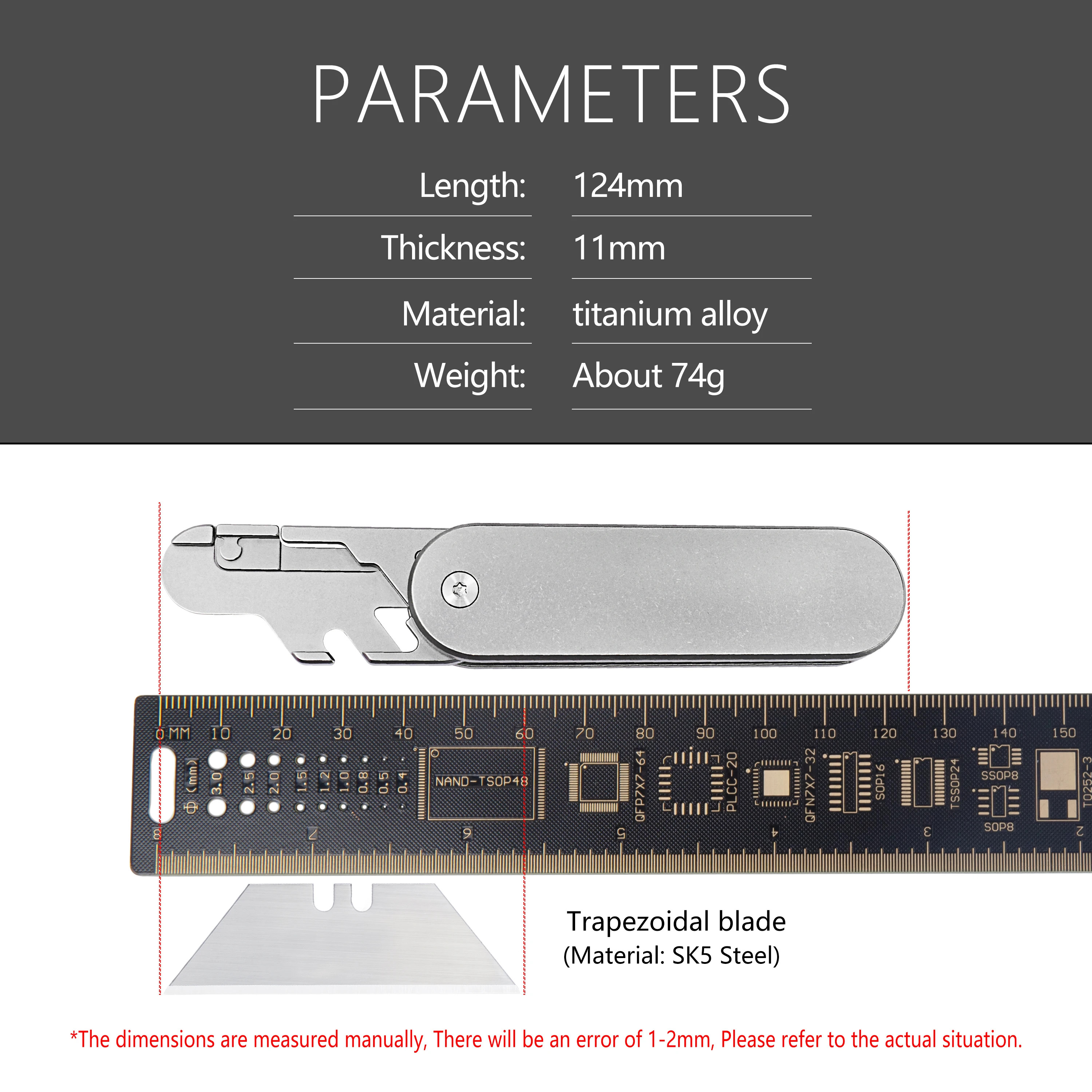 Imagem -06 - Titanium Alloy Folding Utility Knife Ferramenta de Corte Multifuncional Outdoor Edc Spare Blade Presente para o Pai