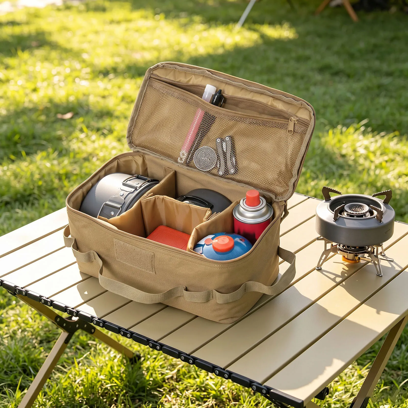Bolsa de Almacenamiento para Camping, Anticolisión, Multifuncional, Bolsa Táctica de Transporte, Bolsa para Herramientas y Clavos de Tierra, Bolsa a Prueba de Golpes para Utensilios de Cocina