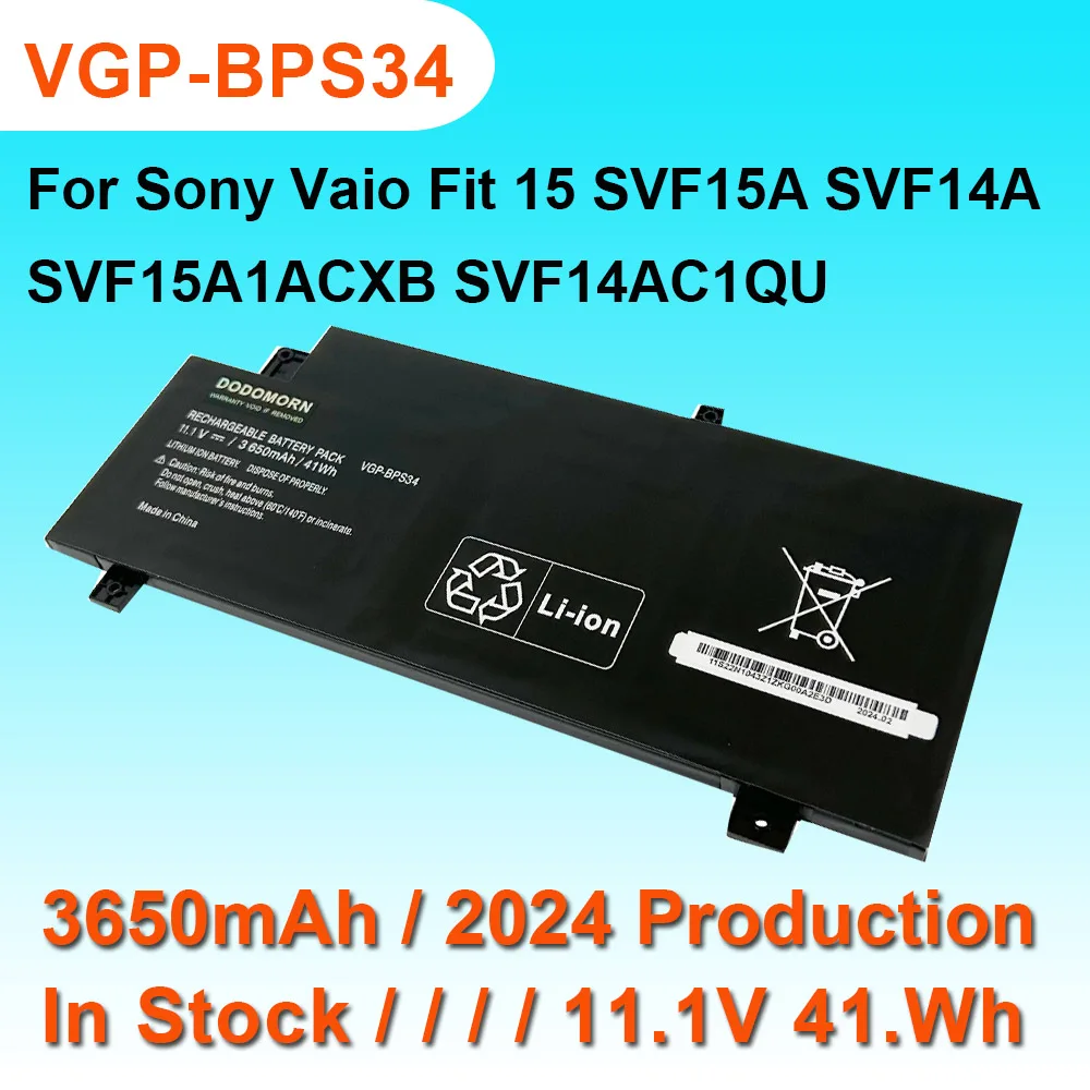 

VGP-BPS34 Laptop Battery For Sony Vaio Fit 15 SVF15A SVF14A SVF15A1ACXB SVF15A1ACXS SVF15A1DPXB Series VGP BPS34 11.1V 41Wh