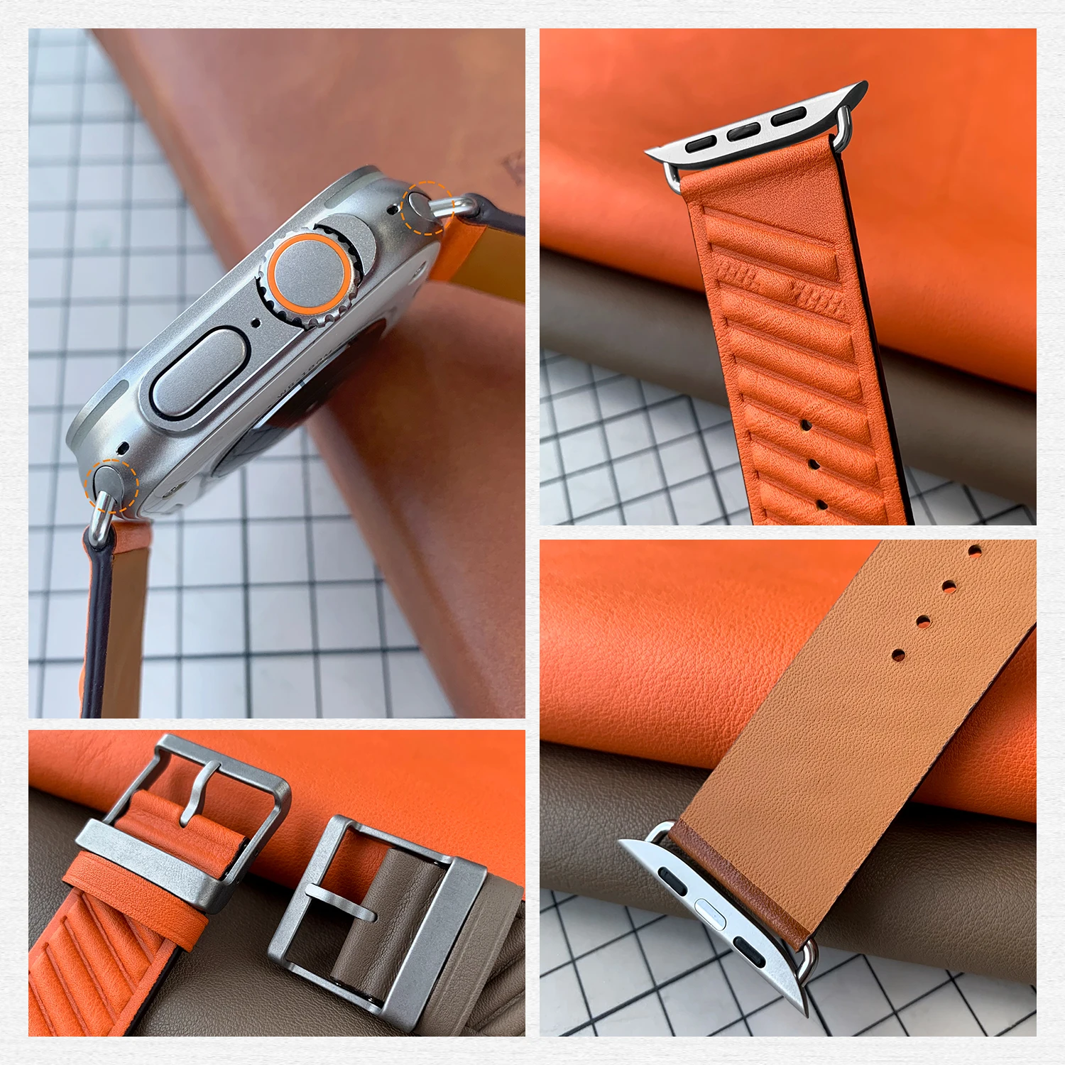 [New] Kebitt En Mer Bleu Nuit Swift Leather Single Tour Iwatch Band For Apple Watch Ultra 3 2 Series 11 10 9 8 7 6 Se 3 2 Strap