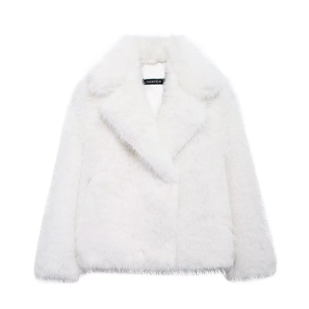 

Women's Faux Fur Effect Coat Autumn Fashion New Cross Border D61100837 Style Outerwear for Ladies