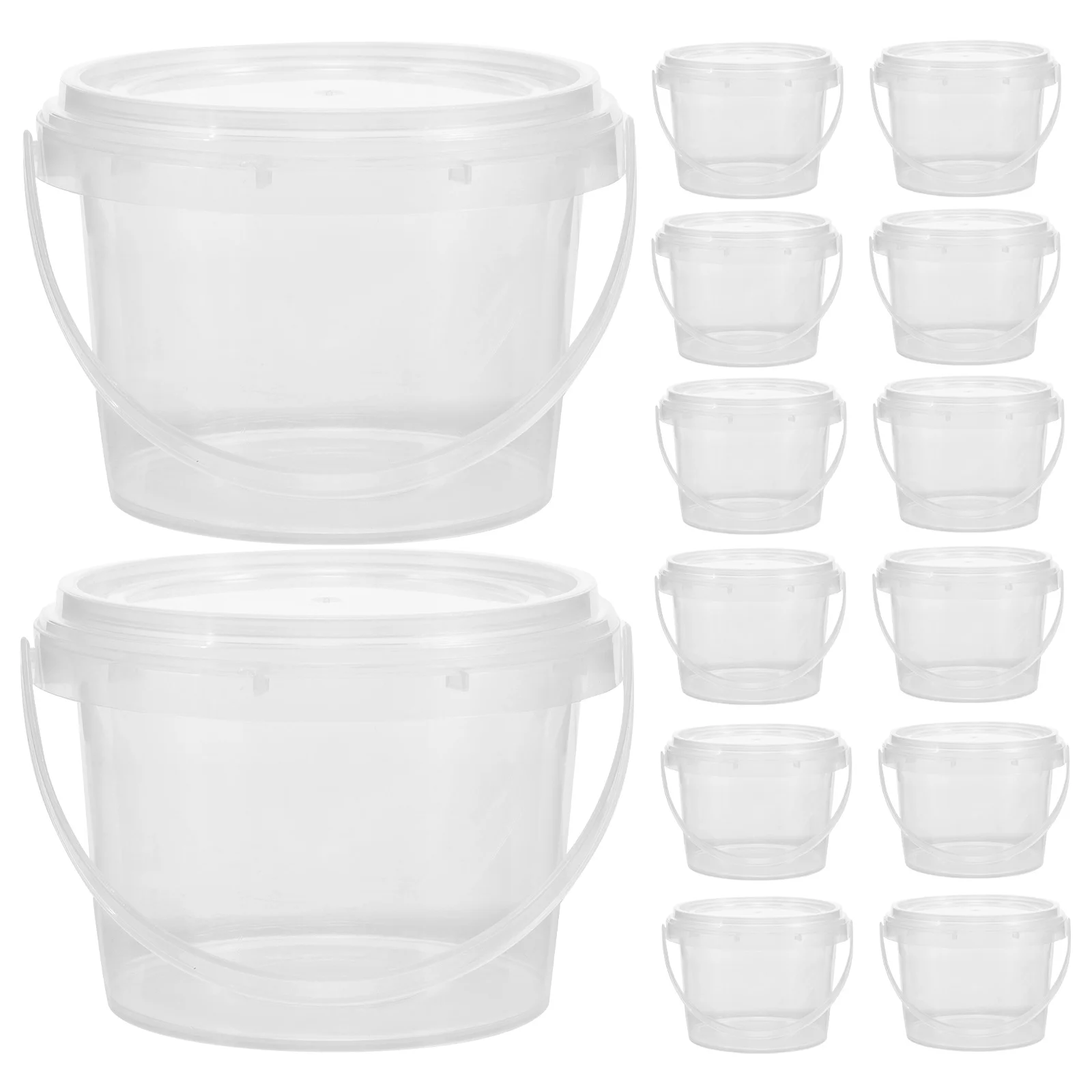 

20pcs Soft Clay Storage Box Household Pigment Container Empty Watercolor Plastic Box Portable Paint Bucket With Handle Lid Art