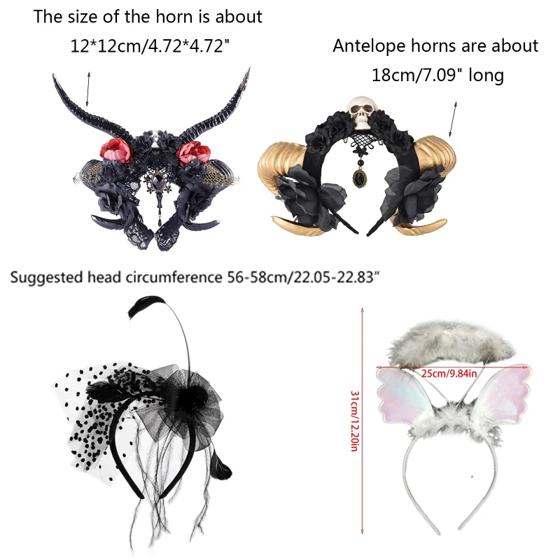 Devil Horn รูปทรงผม Hoop ฮาโลวีน Make-Up คอสเพลย์ Hairband สำหรับ Rave Party