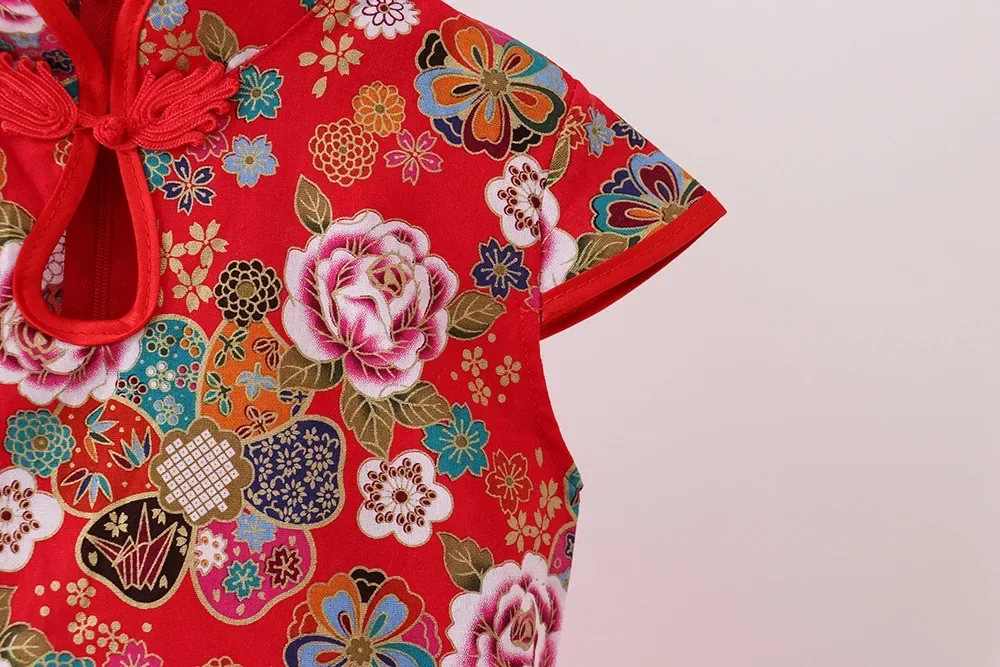 Rotes Sommerkleid für Kinder, Qipao, chinesische Mode, Performance-Cheongsam, Netzstoff, Prinzessinnenkleider, Tanzkleidung für Kinder, Vestidos – Detail 20