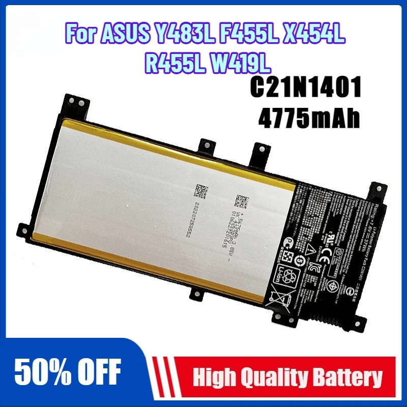 Batería para ordenador portátil, 7,6 V, C21N1401, para ASUS F455LJ X455 X455LA Y483L X454L X455L R455L F454L W419L W409L K455L X455L