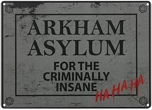 Arkham Asylum for The Criminally Insane Neues Metall-Blechschild