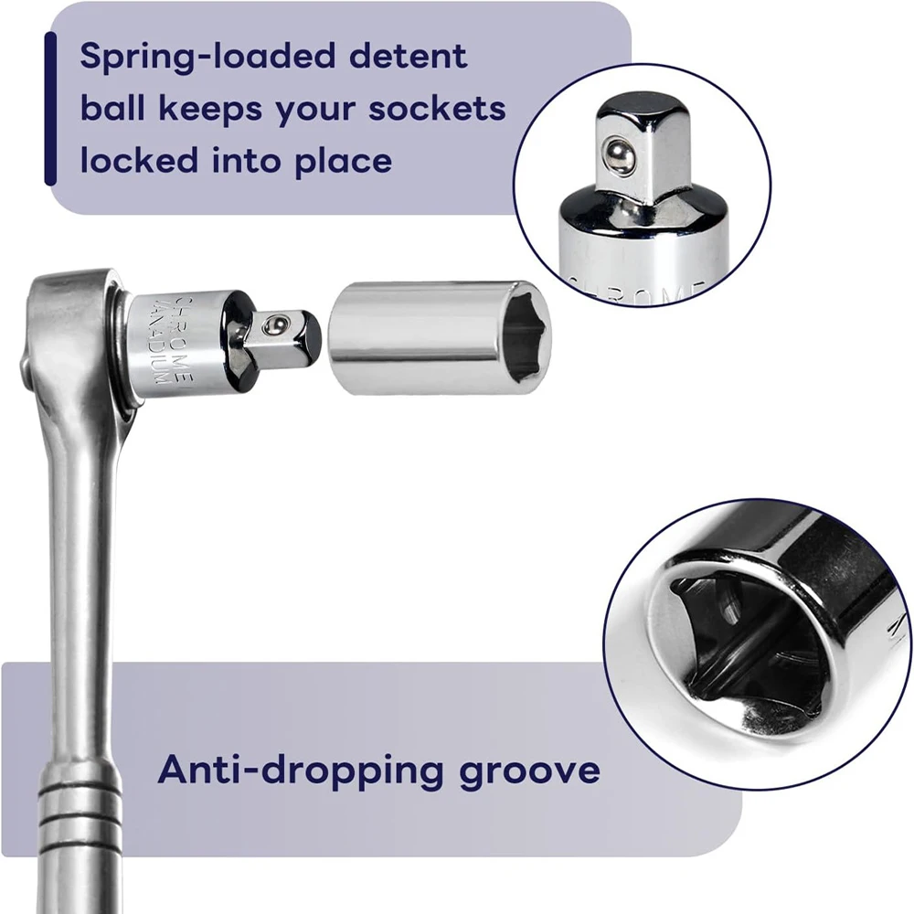 ﻿   1/4 "إلى 3/8" إلى 1/2 "مجموعة محول مأخذ التوصيل 6 قطعة الكروم الفاناديوم الصلب اسئلة محول كم محرك تحويل المشتركة للميكانيكي
