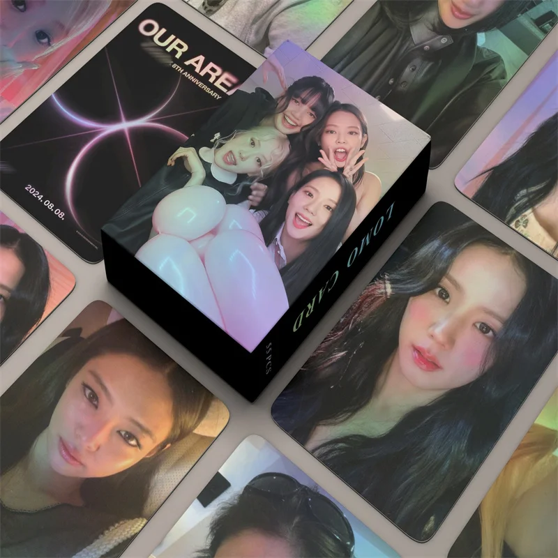여자 아이돌 그룹 새 앨범 8 주년 시리즈 포토카드, 지수 제니 로즈 리사 HD 프린트 로모 카드, 팬 선물, 55 개/세트