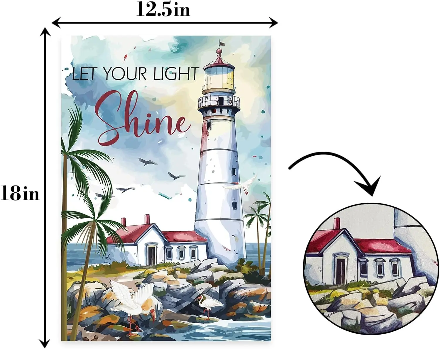 Bible Verse Let Your Light Shine Garden Flag,Beach Coastal Lighthouse Decorative Garden Flag,Ocean Beach Yard Outside Decoration