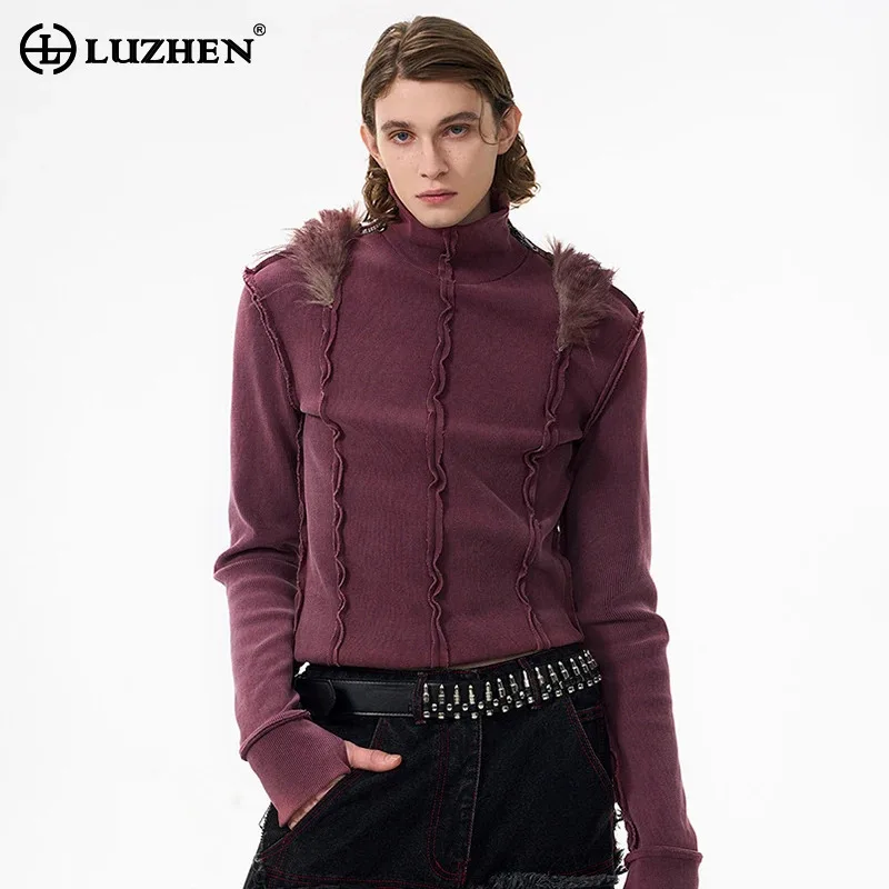 

LUZHEN Ретро оригинальный пепворк с перьями в стиле ниша, дизайн с длинными рукавами, мужской свитшот, новинка 2025 года, персонализированные уличные топы JY5495