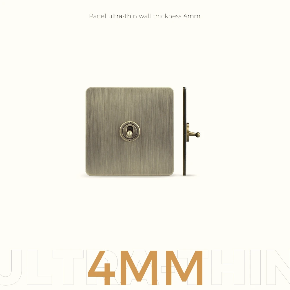Avoir Retro Brass Momentary Switch Bronze Rocker Push Button Electrical Sockets Plug With Usb EU 220V Universal Reset Switches