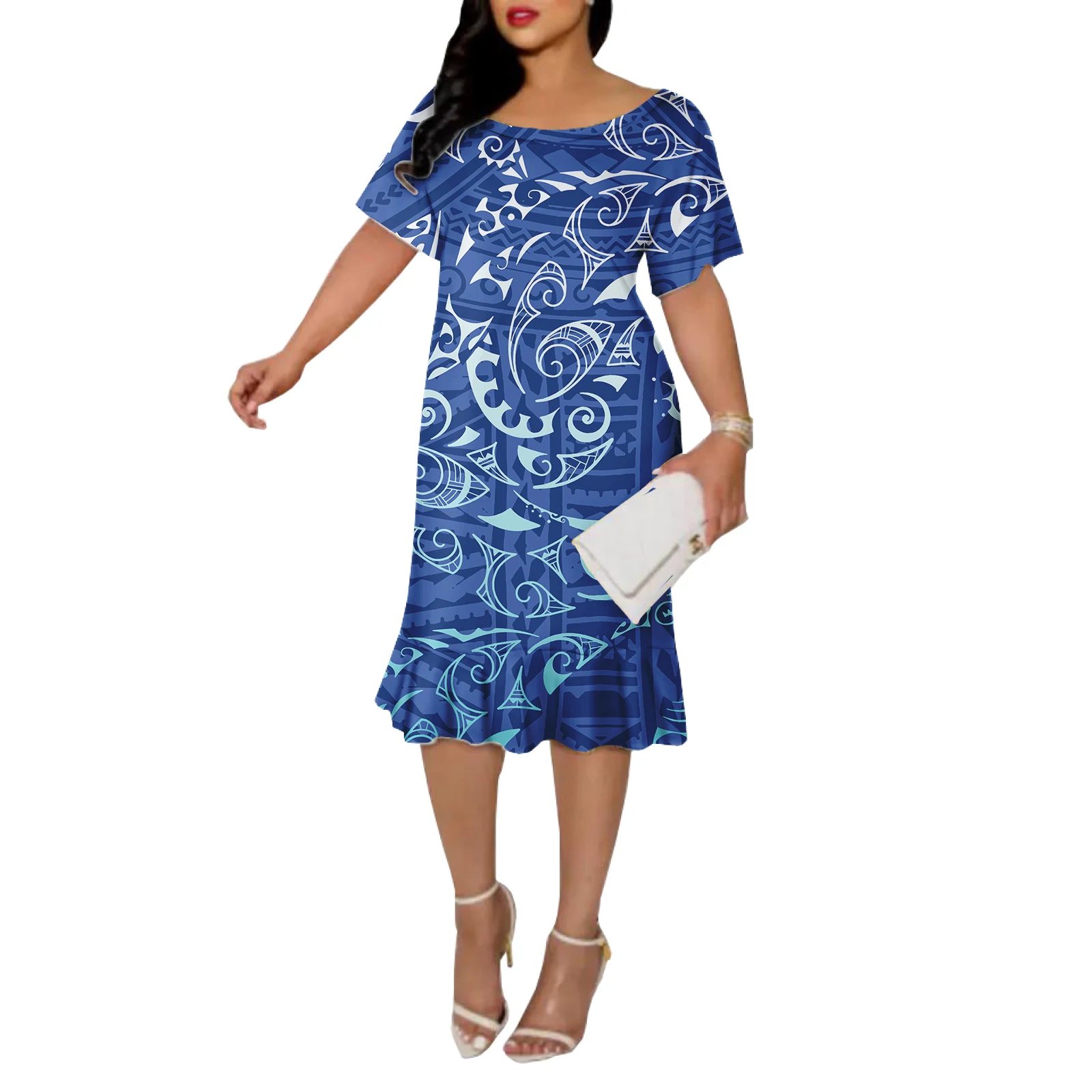 Robe de sirène mi-longue pour femmes, jupe de plage d'été, robes de Rh, floral décontracté, Puletasi Samoan