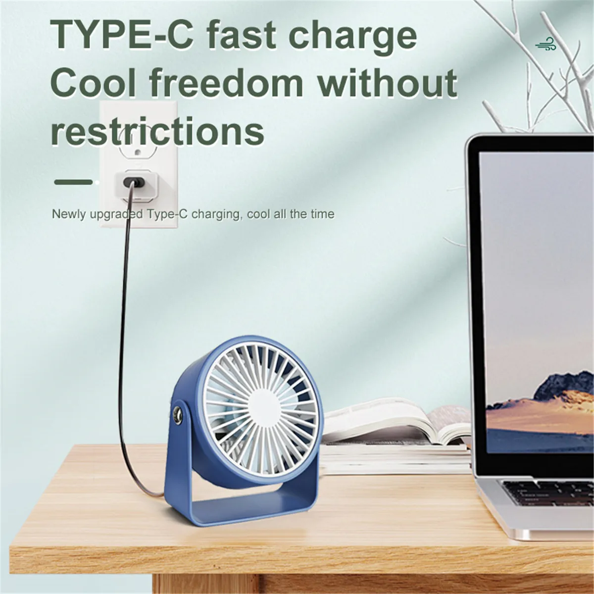 Rechargeable USB Metal Mini Fan, Mini Desk Fan, Portable, High Quality, Compact, Exquisite, Simple, Cute, Strong Wind