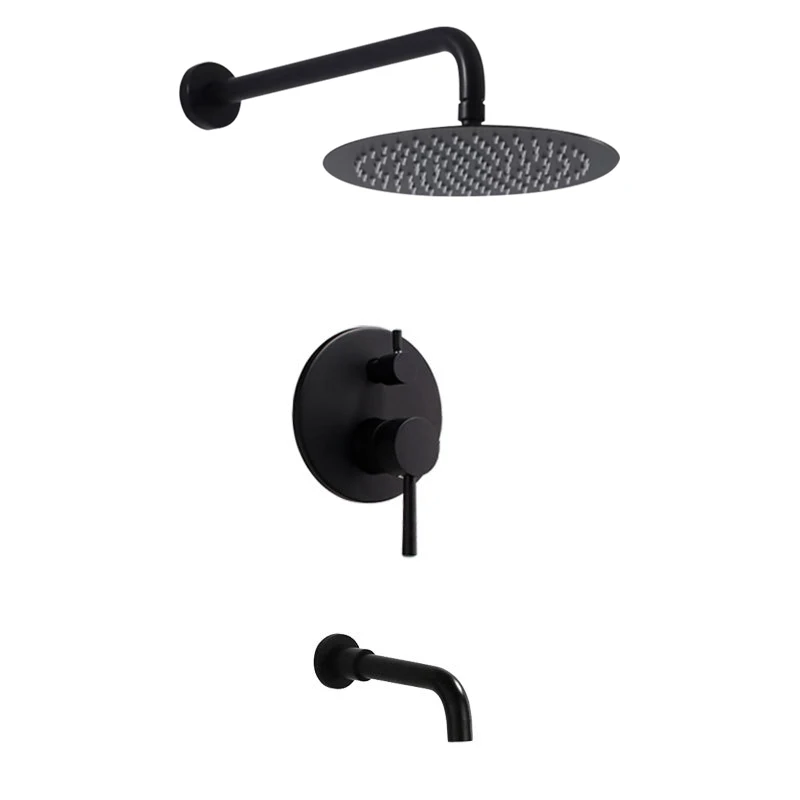 New design bathroom round rainfall shower system set 3-Function with tub spout wall mounted