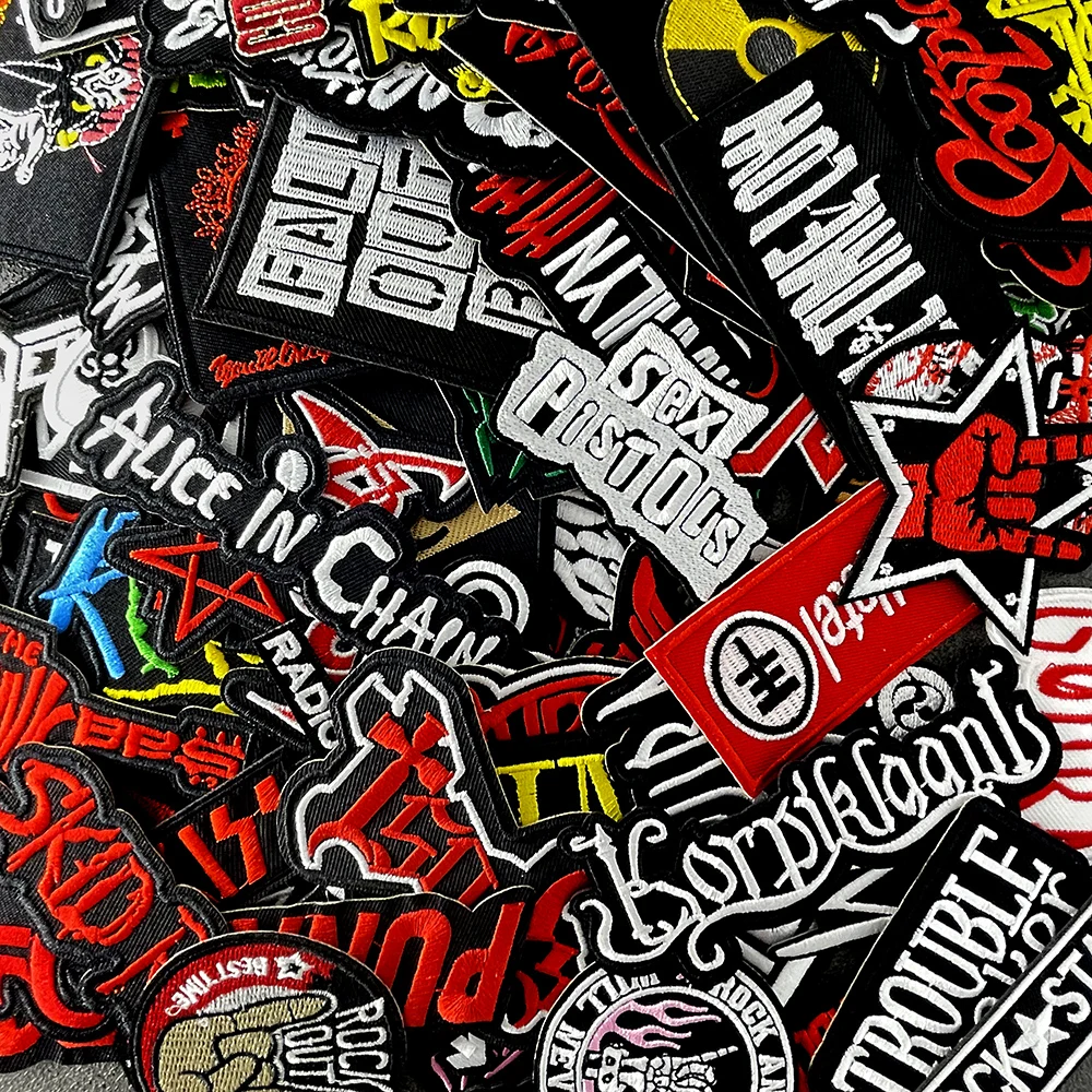 Mix Random 100 Pieces Band Patches Embroidery Applique Ironing Clothing Supplies Decorative Set Packaging Fabric Decoration Rock