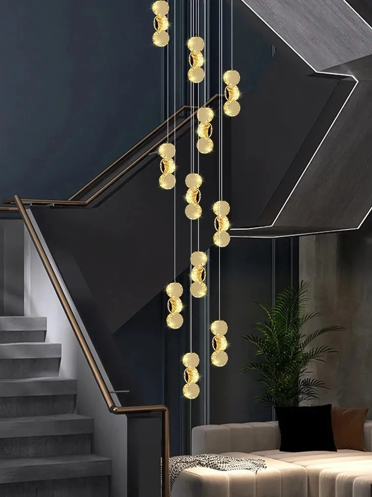 Imagem -03 - Modern Led Ouro Rotating Escadaria Lustre Villa Sala Designer de Interiores Cristal Longo