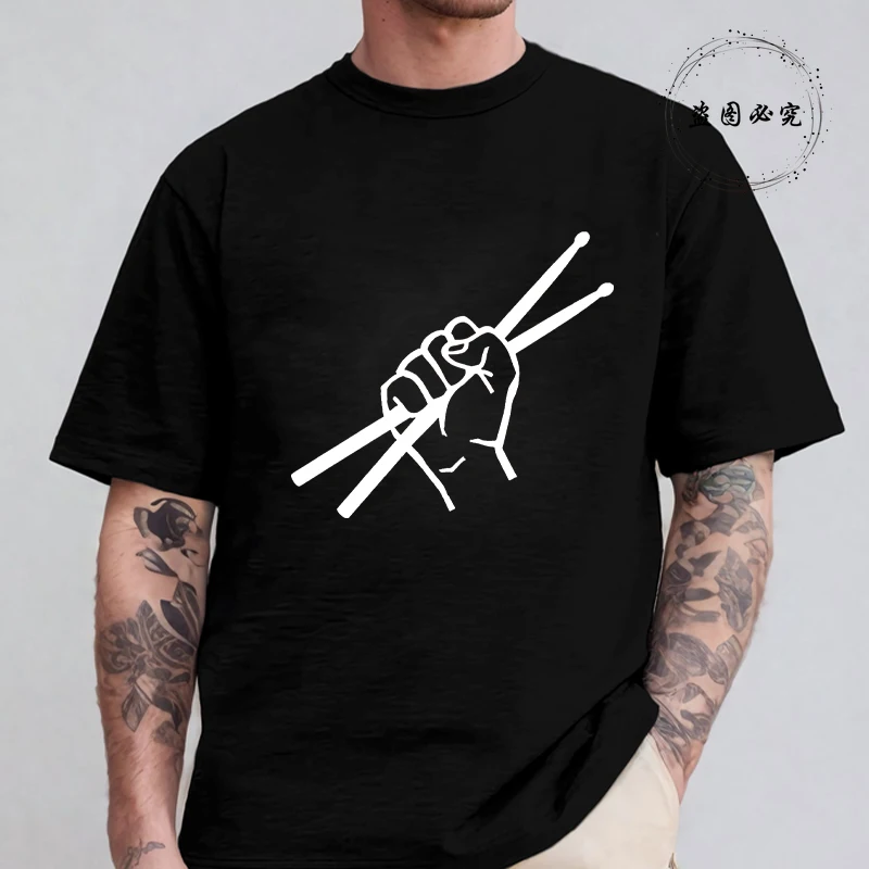 Men's T Shirt Drummer Drumsticks Graphic Y2k Tops Summer Short Sleeve Tees Harajuku Streetwear Unisex T-Shirt Women Clothing