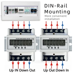 RMshebei 3 Phase 4 Wire Din Rail 50HZ 60HZ Electricon Active Energy Meter Power Comsuption Monitor Wattmeter kWh Meter