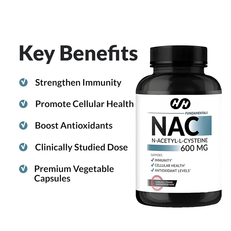 NAC Supplement N-acetylcysteine 600mg, Supplemented with Glutathione Immune Support, 60 Vegetable Capsules Natural Antioxidant