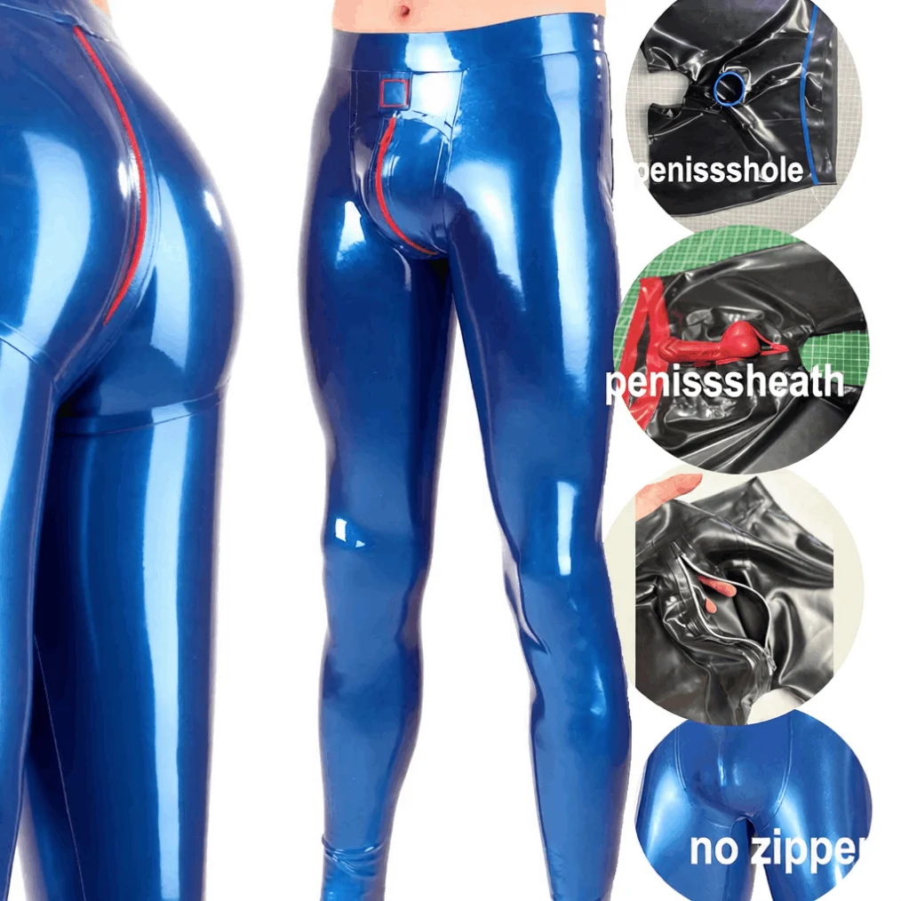 

мужские брюки по индивидуальному заказу, латексные леггинсы-фетиш-каучуковые брюки ручной работы на молнии, клубная одежда для косплея