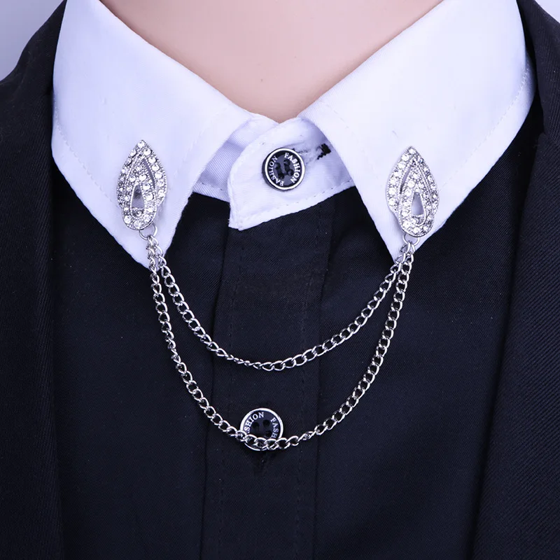 High Grade Fashion Tassel Collar Brooch Jewelry Lapel Pin Angle Wing Brooches Shirt Collar Decoration Gift for Men Accessories