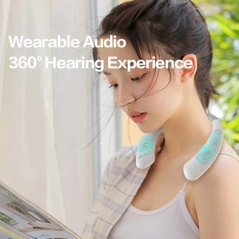 Neck Mounted Wireless Bluetooth5.0 Surround Sound Speaker Neckband Gaming Stereo Outdoor Hifi Built-in Mic Multi-angle Adjustm