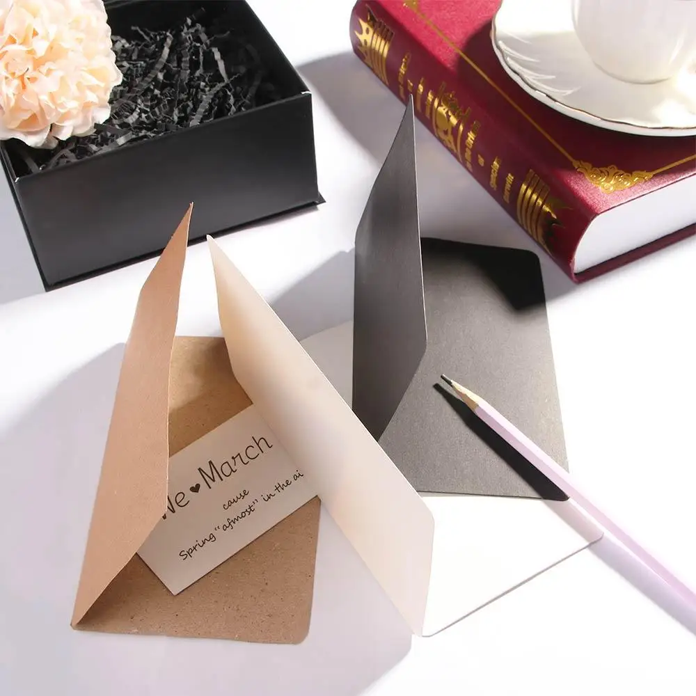 Office Black Personalized School DIY Mini Gift Note High Quality Kraft Paper Greeting Card Message Card Craft