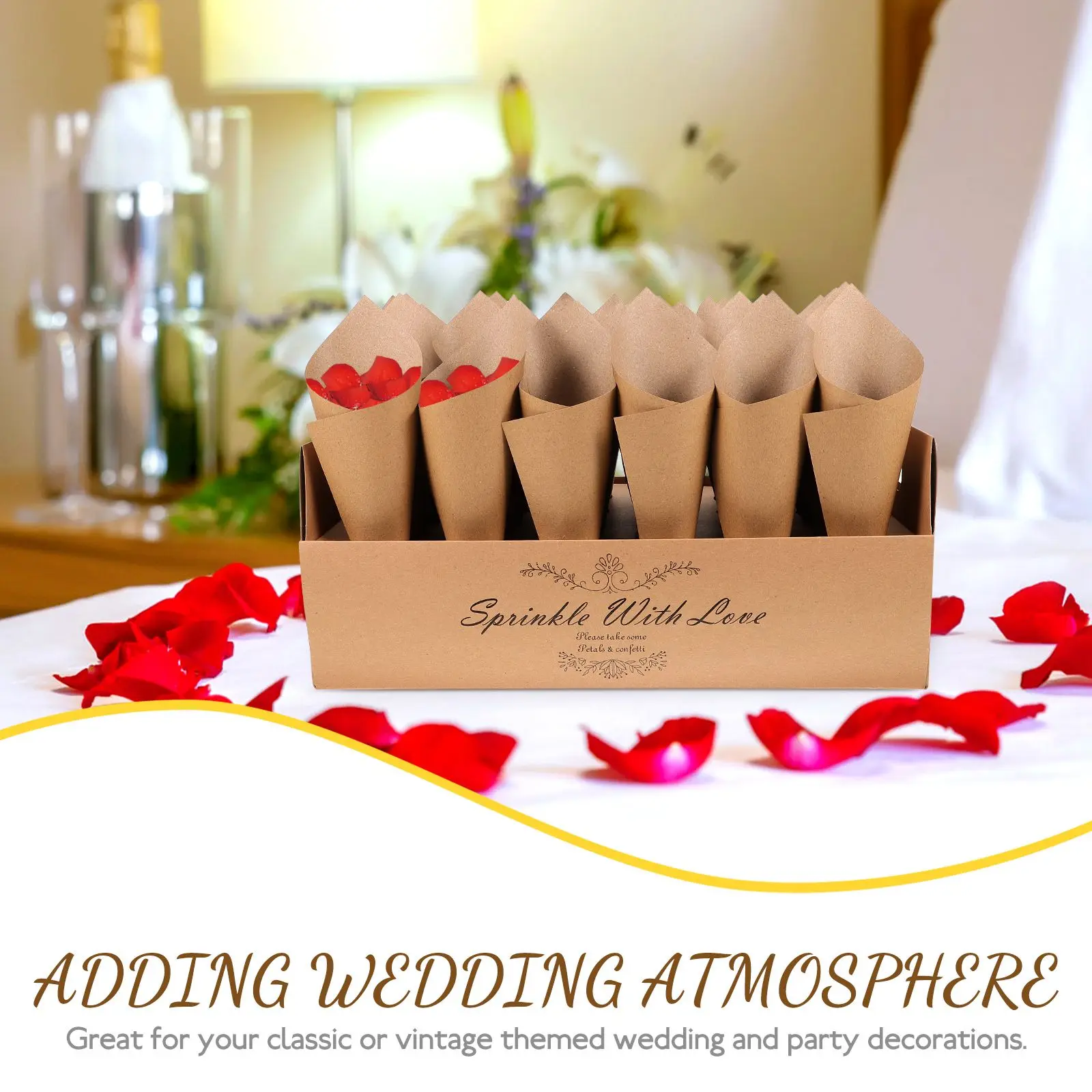 1 set di scatole per coriandoli Set di coni di carta per matrimoni per petali Supporti per coni di carta Vassoio portaoggetti Supporto per feste Piccolo