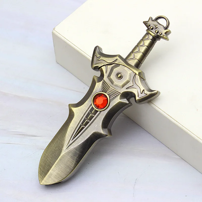 Vintage Dragon Knife Windproof Jet Lighter, Creative Mini Machete Refillable Butane Igniter with Keychain Pendant