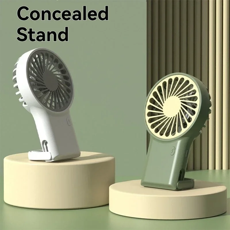 

2025 New Foldable Handheld Desktop USB Rechargeable Mini Fan Cartoon Design With Hook For Mountaineering Outdoor Home Office