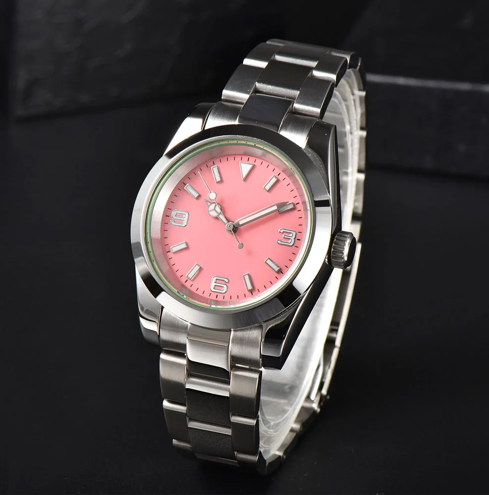 41 مللي متر NH35 ساعة رجالية ساعة يابانية أصلية أوتوماتيكية ساعة ميكانيكية من الفولاذ المقاوم للصدأ الياقوت الزجاجي مقاوم للماء ساعة مخصصة