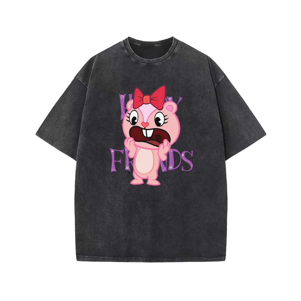 Anime Happy Tree Friends Couple gifts Tee comic Oversized t shirt men Women Fashion Casual Vintage Washed Streetwear Cotton tops