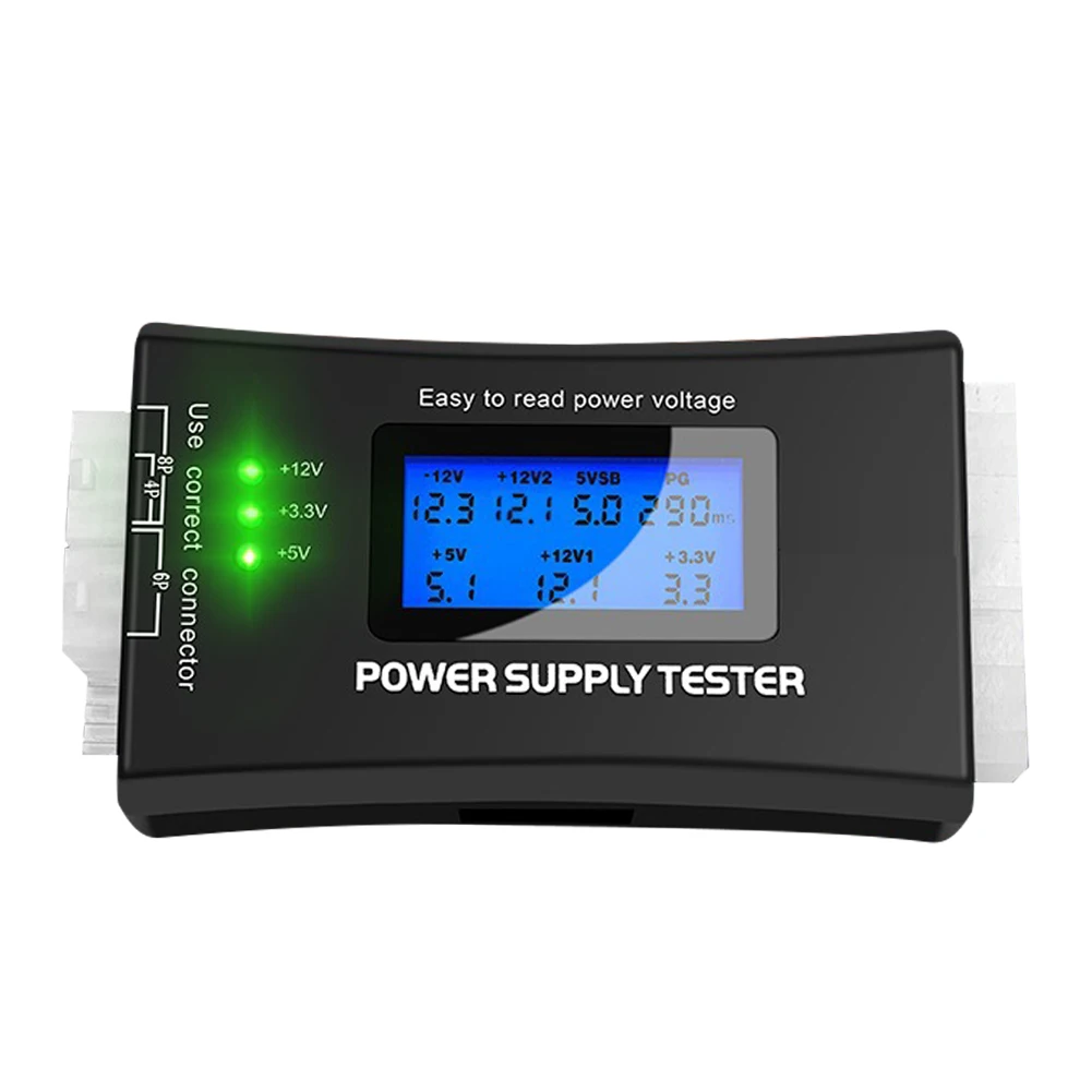 Multifunction Computer Digital LCD Power Supply Tester 20 24 Pin Sata LCD PSU HD ATX BTX Voltage Test Source