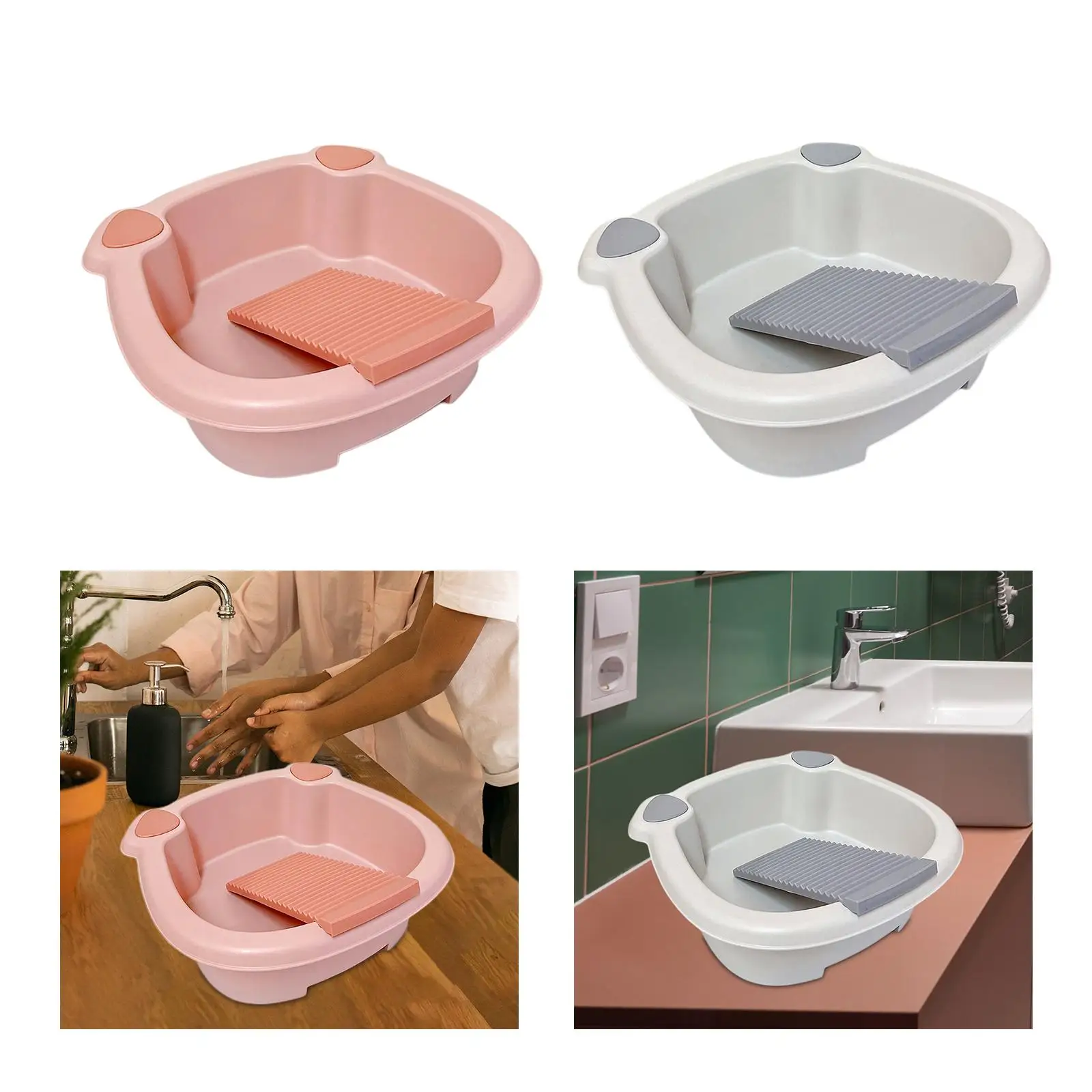 Washing Clothes Bucket Hand Wash Board Washboard Basin Wash Tub with Washboard for Hand Wash Clothes Underwear Blouses Home