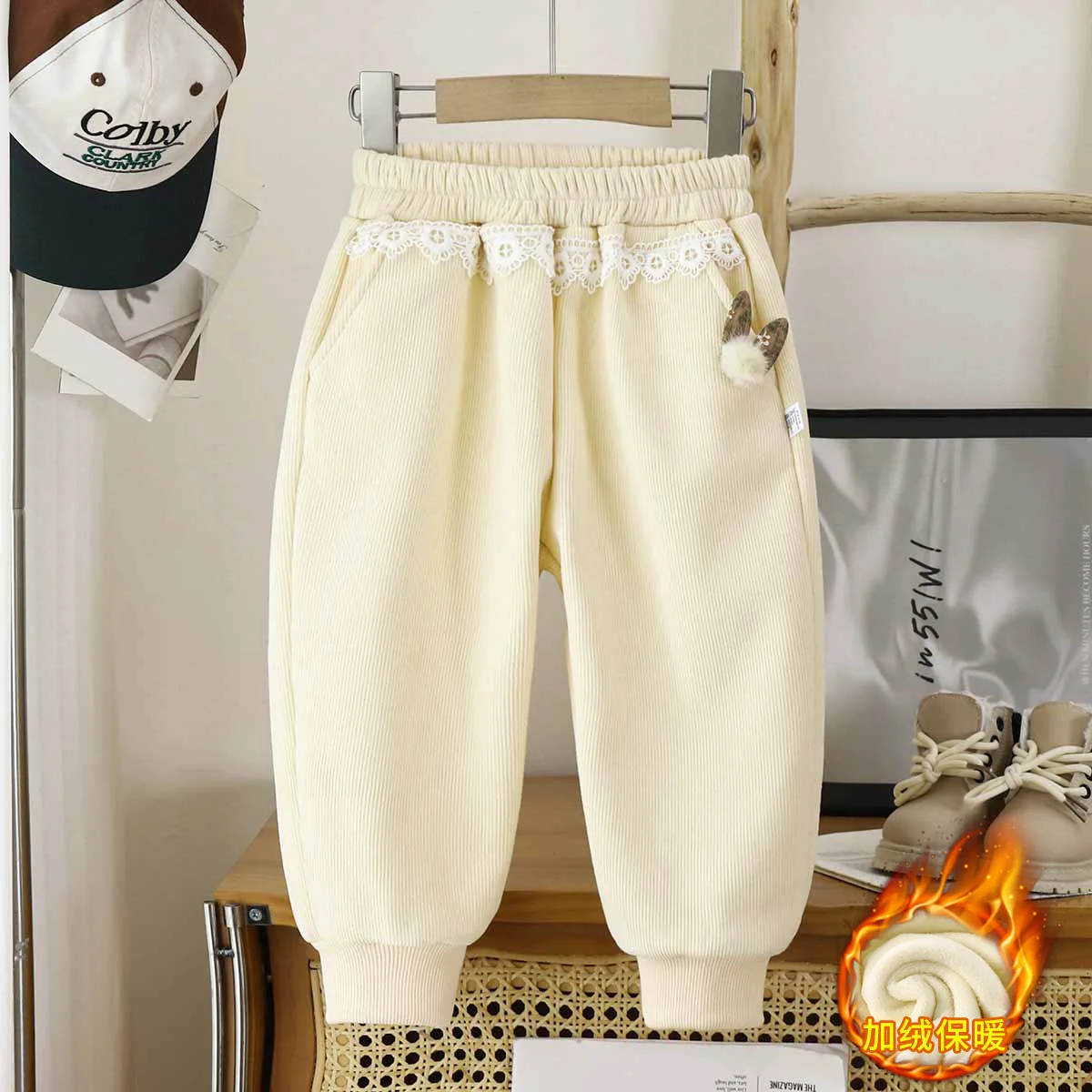 New Toddler Girls Thickening Velvet Baby Warm Pantalones Kids Corduroy Pants Fashionable Trousers Autumn Winter Children Pants