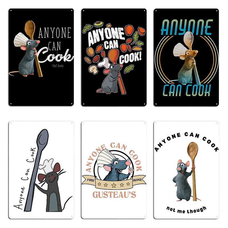 Jeder kann kochen (Ratatouille) Metallschilder Wandbild Höhle Pub Gestaltung Malerei Dekor Blechschild Poster