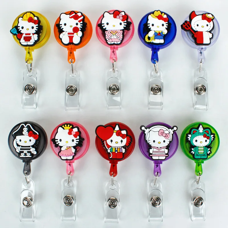 Cute Hello Kitty ID Card Holder Scalable Toggle Clip Employee Card Doctor Nurse Chest Card Student Bus Card Holder - view 3