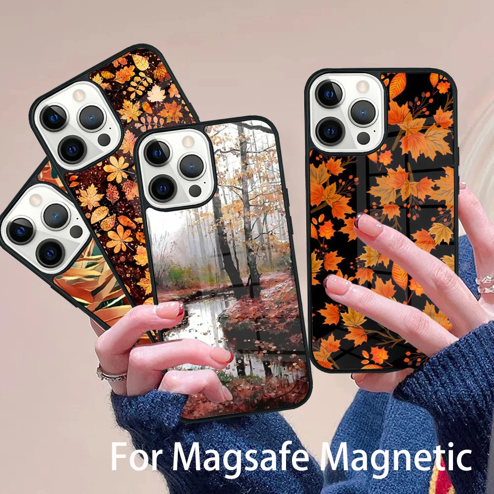 

Fall Autumn Winter Art Phone Case Magesafe Magnetic Wireless Charge Cover For IPhone 16 11 12 13 14 15 Pro Max Plus Mini