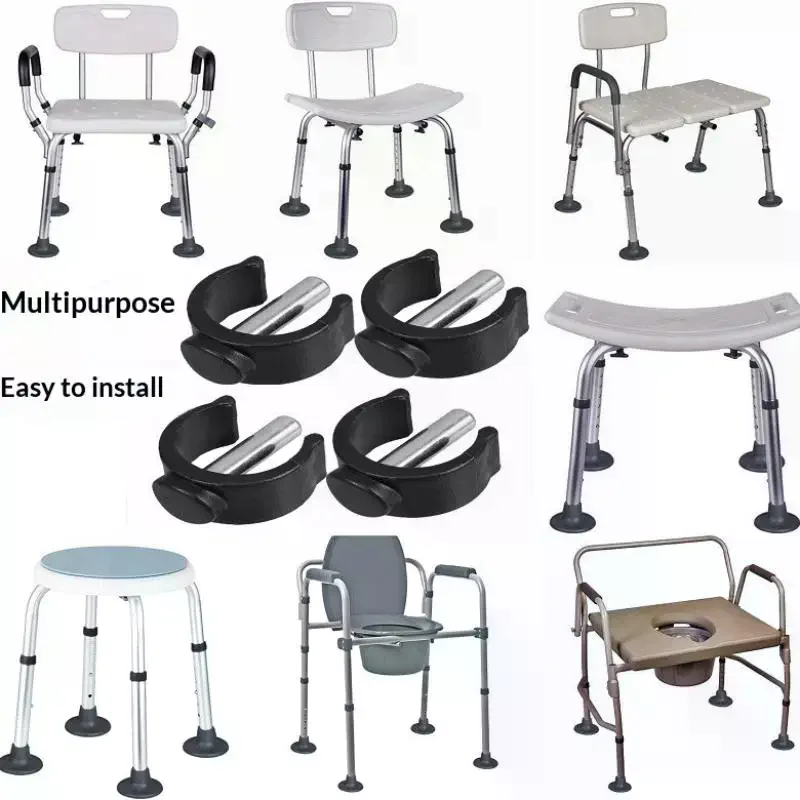 4Pcs Versatile C-Shape Cane Holder Clips Seniors Mobility Aids Crutch Walker Anti-Slip Walking