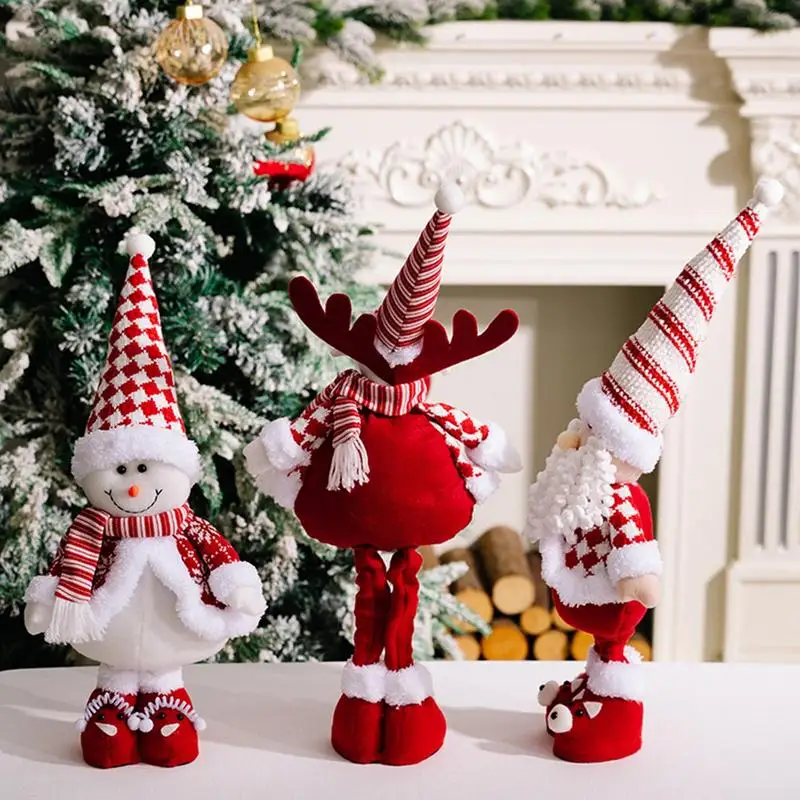 

Christmas Dolls For Girls Retractable Snowman Figurine Christmas Decoration Figures Standing Ornament For Home Indoor