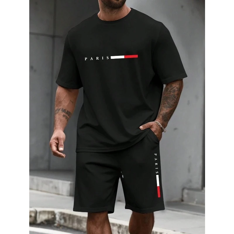 Men's Tracksuit 2 Piece ​O-neck Short Sleeve Shirt Shorts Set Men's Running Suit Plus Size T shirts Man Clothing Summer T-shirt