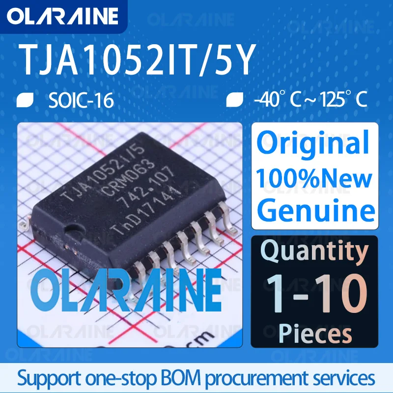 1/5/10Pcs Original TJA1052IT/5Y SOIC-16 CAN interface integrated circuits Data rate 5 Mb/s Operating supply current 70 mA ICchip