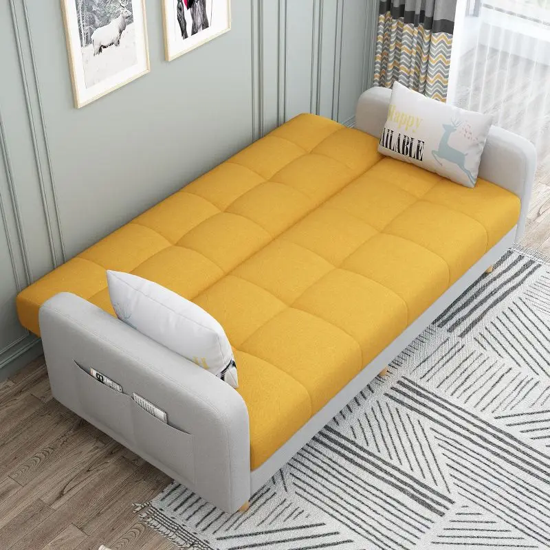 

Modern small unit foldable sofa bed, multi-functional double apartment living room, rental room, latex washable fabric sofa