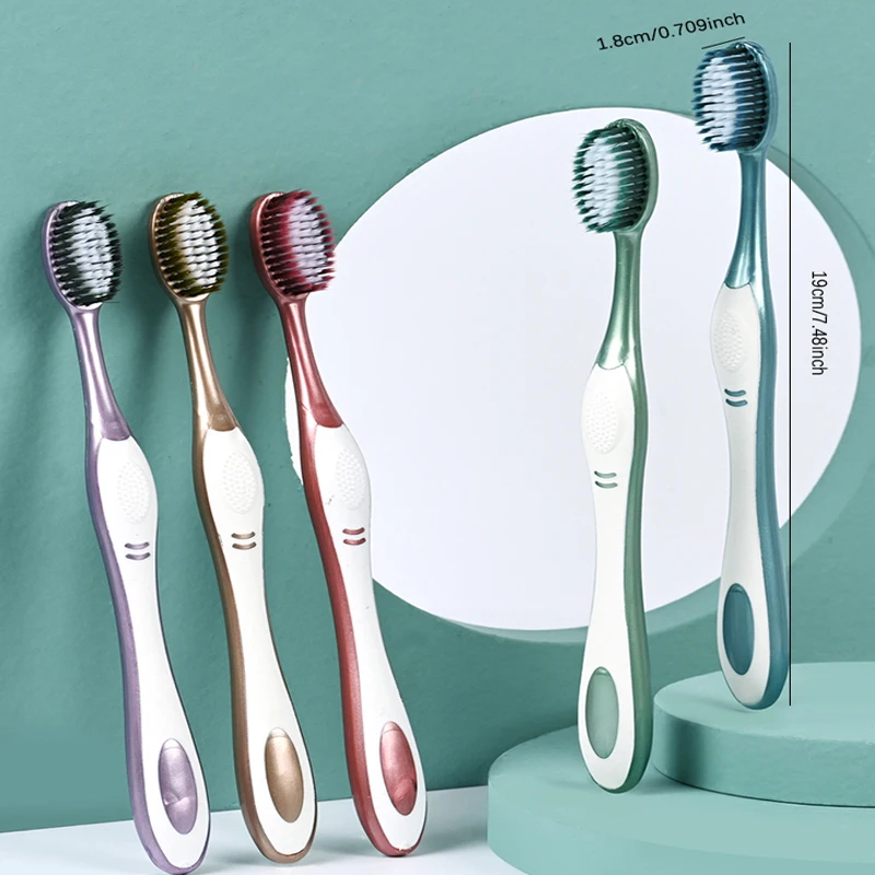 5 Toothbrushes, Adult Fine Soft Bristled Couple Wide Head Toothbrush, Travel Set for Home Use, Male and Female Students