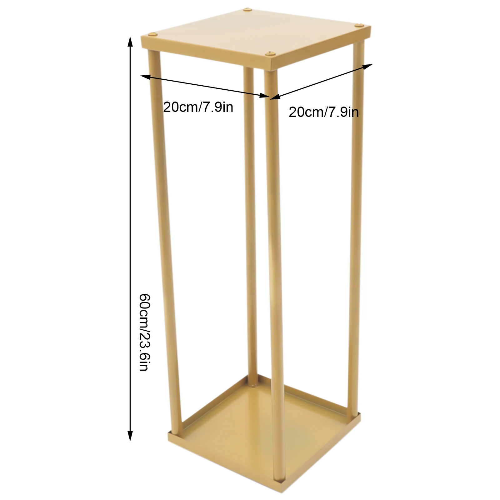 2Pcs Gold Flower Floor Stand Metal Column Flower Stand,23.6 Inches Tall Wedding Vases Centerpieces, Rectangular Display Rack