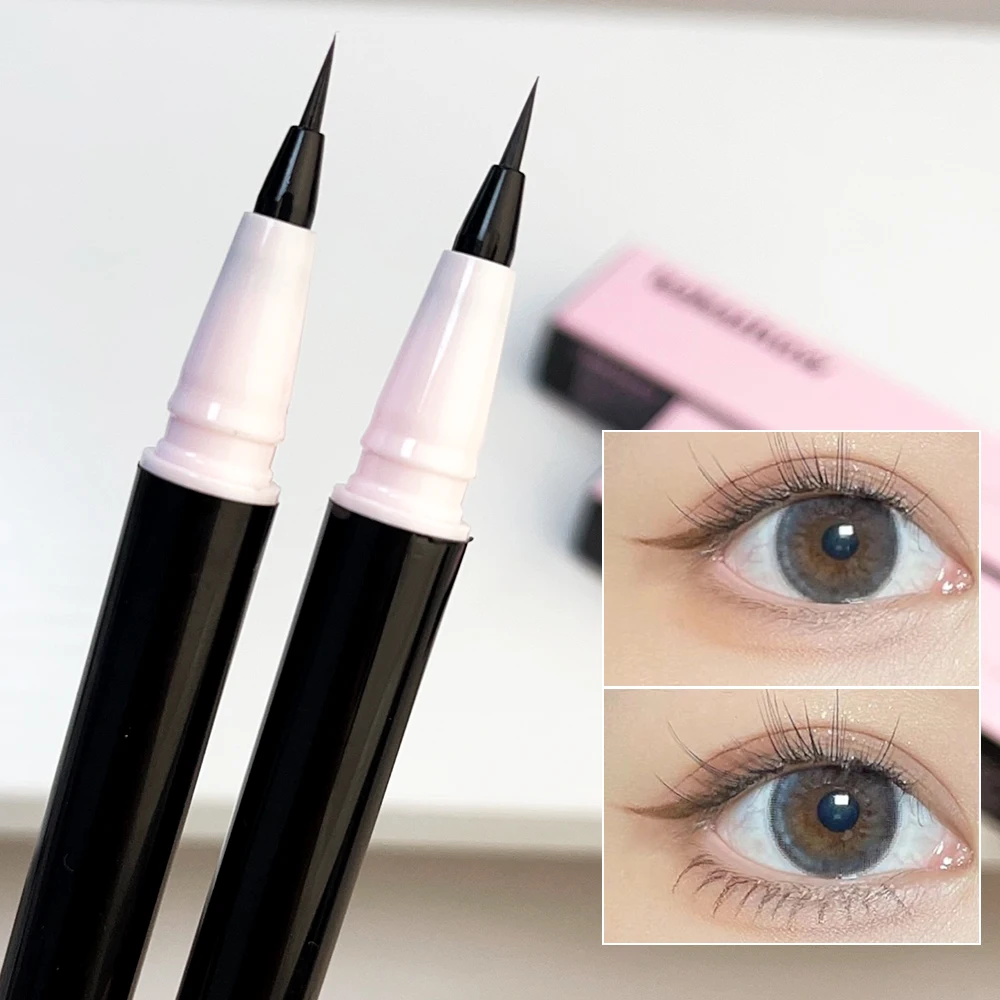 Penna per Eyeliner liscia Ultra-Fine 0.05mm fodera per occhi liquida marrone nero a prova di sbavature facile da indossare senza trucco rinforzante marrone in fiore