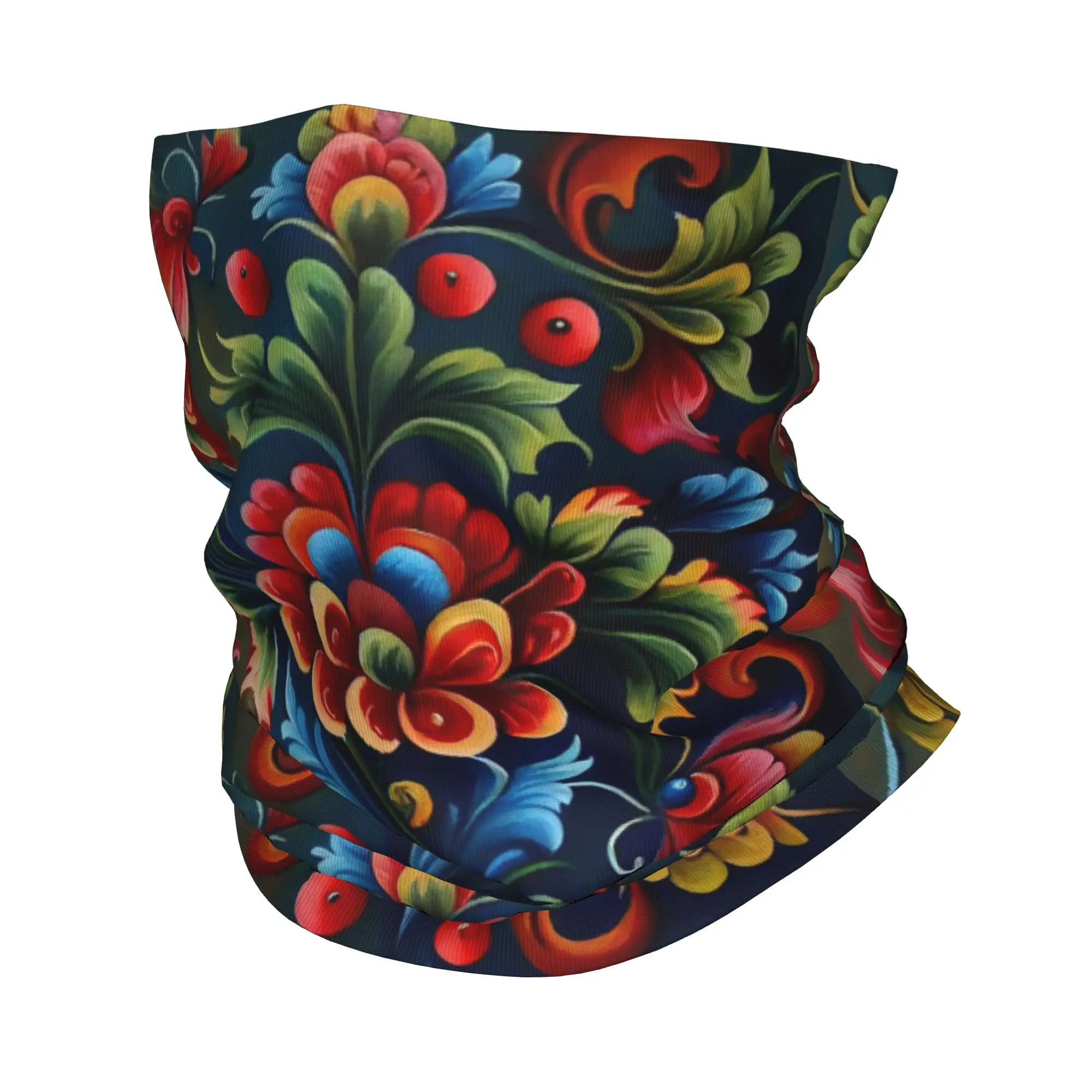 

Norwegian Rosemaling Oil On Canvas Bandana Neck Gaiter Printed Mask Scarf Warm Face Mask Cycling Unisex Adult